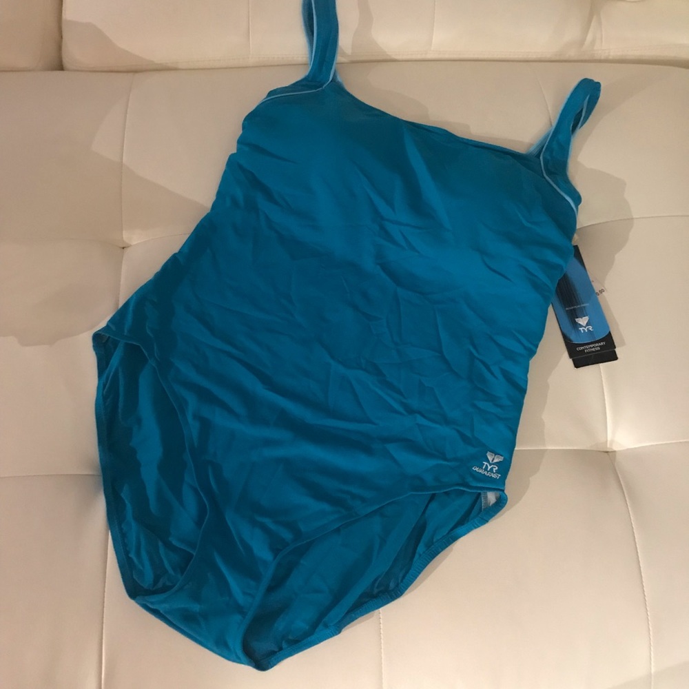 TyR durafast swimsuit 1 piece lap aqua blue swim team racing training endurance